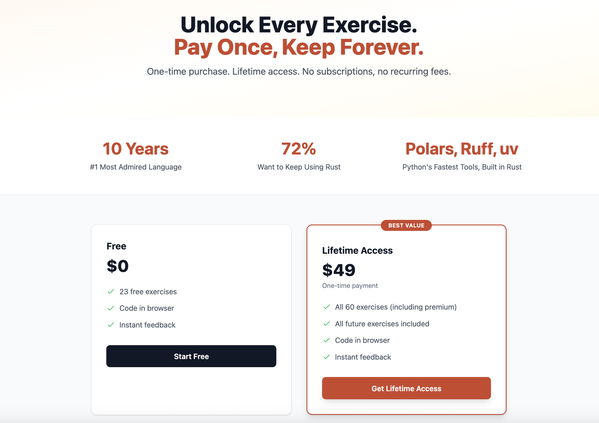 Pricing page